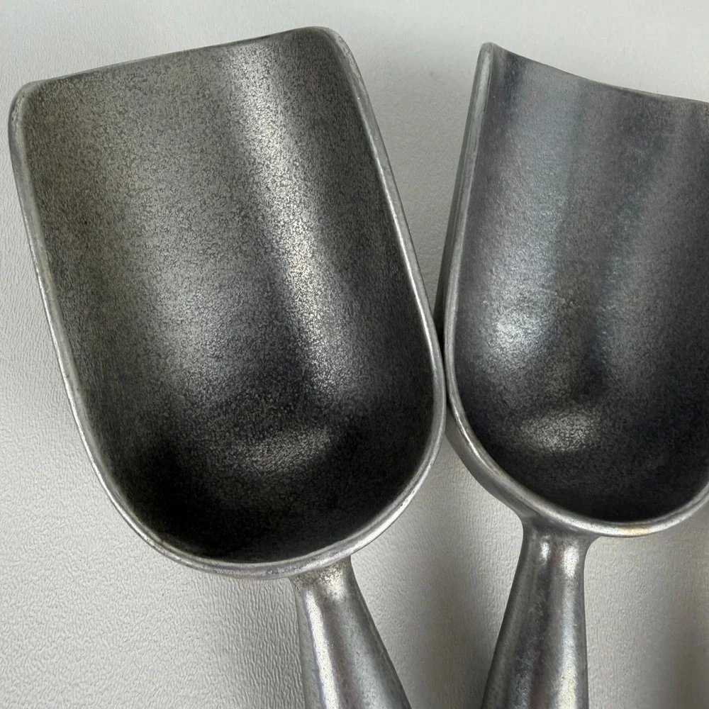 Aluminum Utility Scoops Set of 3 Cast Metal Industrial Kitchenware